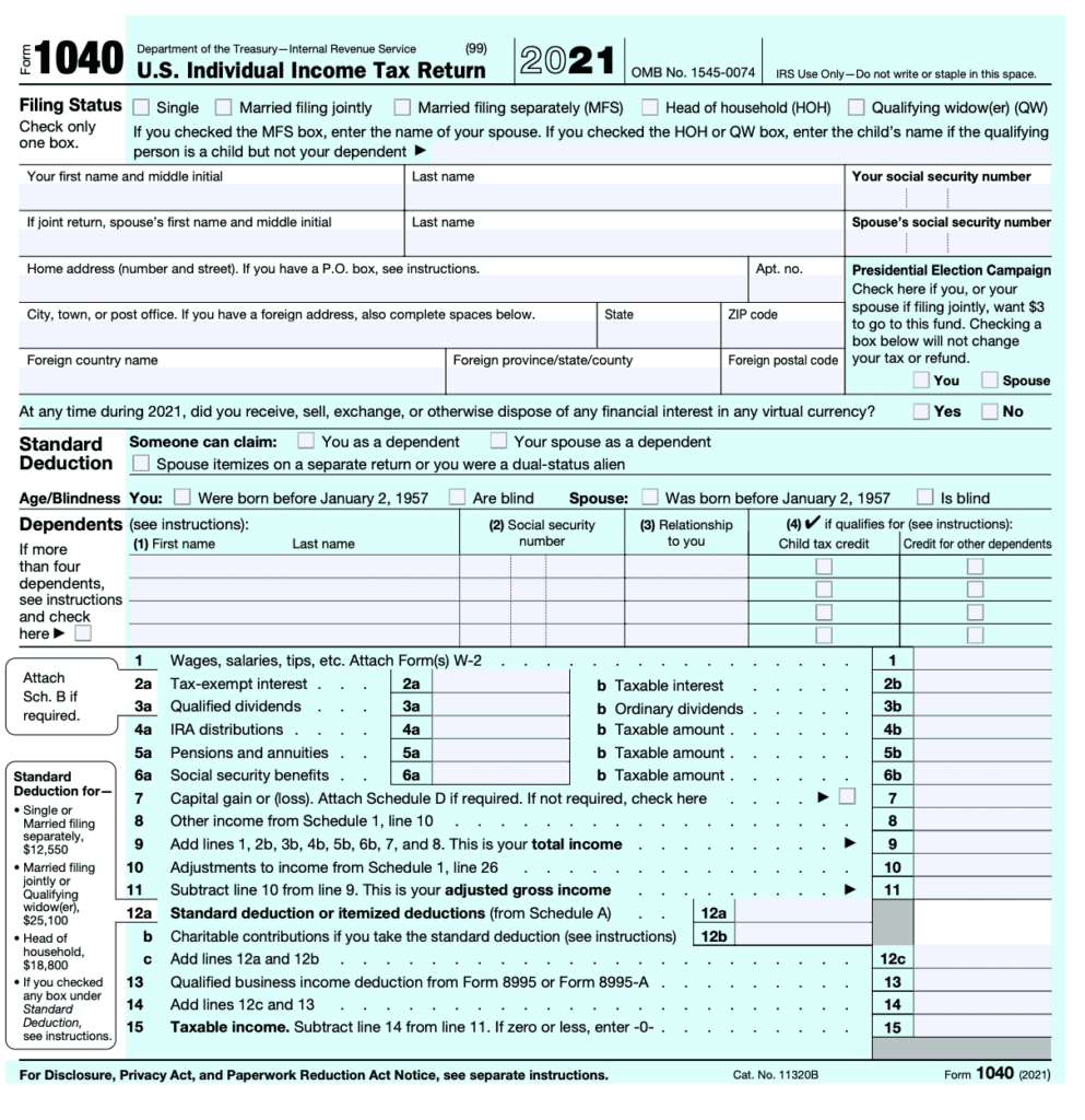 Tax Form 1040 Instructions