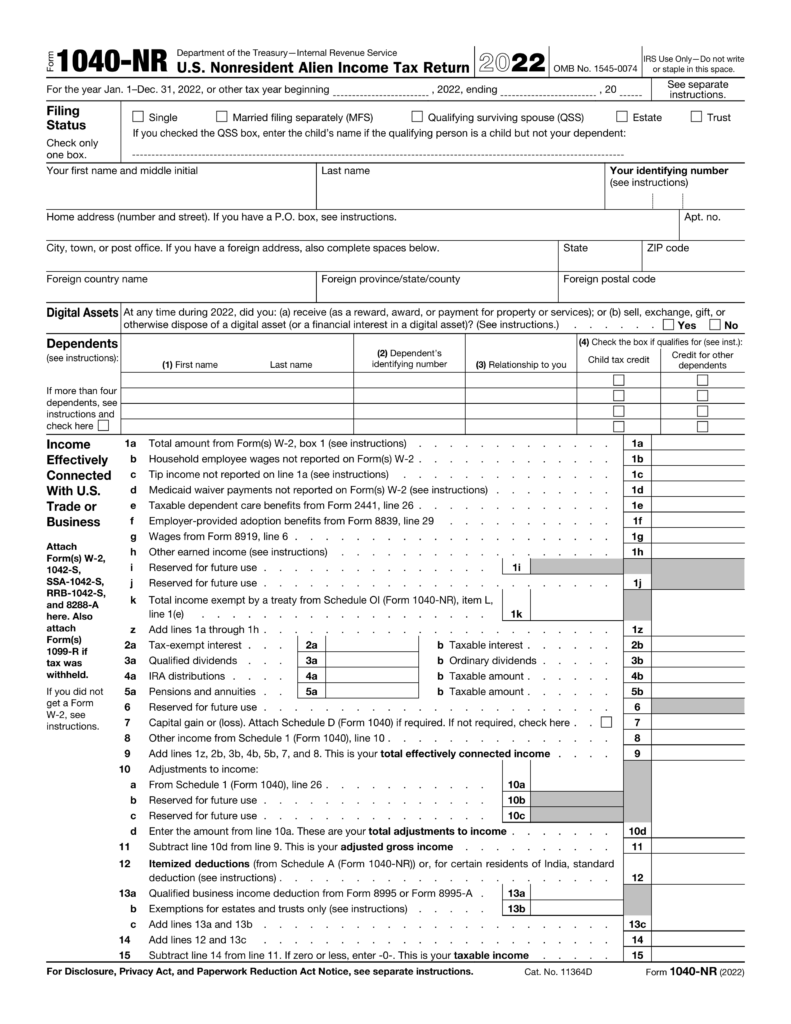 Form-1040NR-Instructions-Page-1