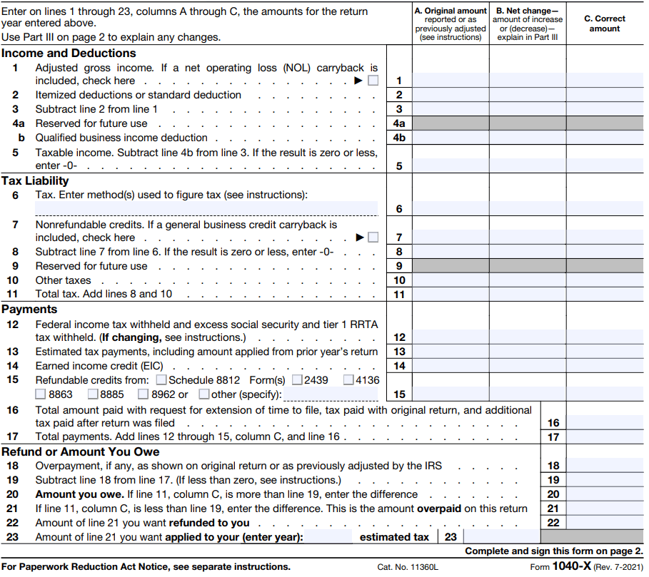 Form-1040X-Instructions