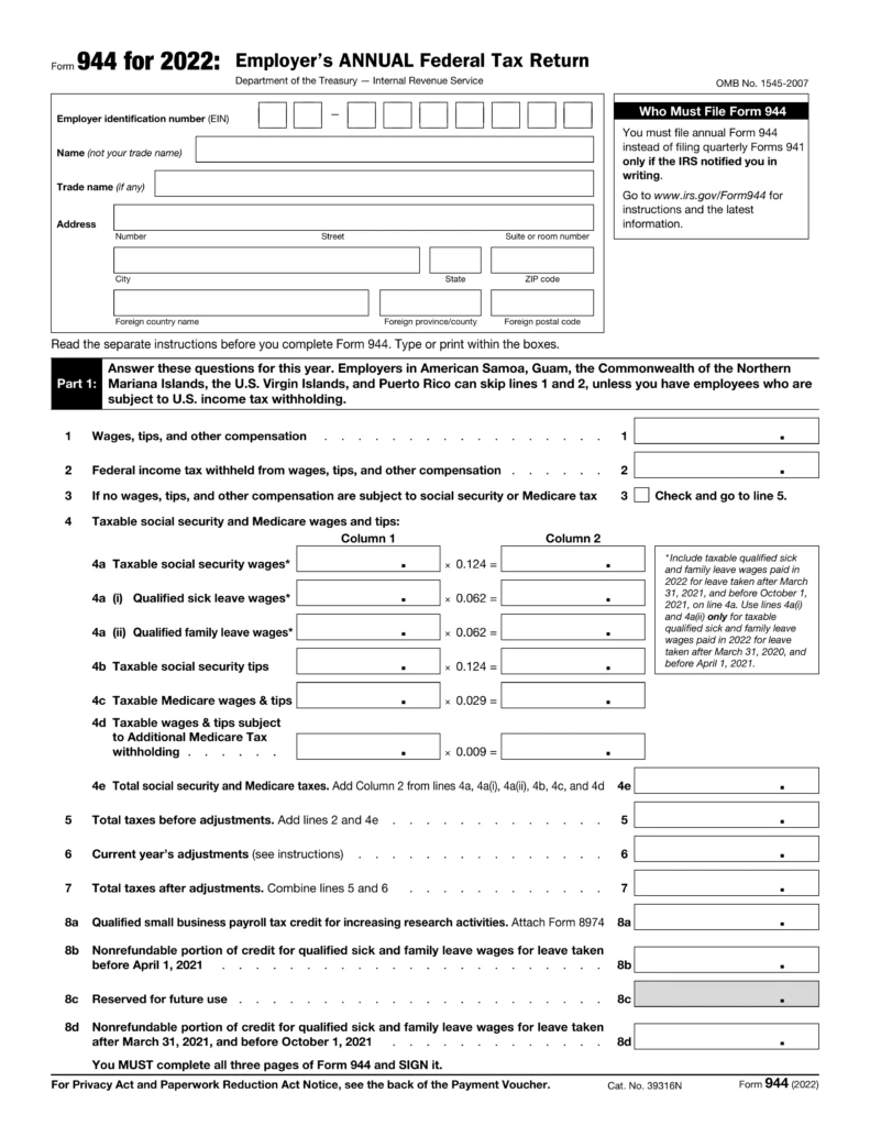 form 944 example