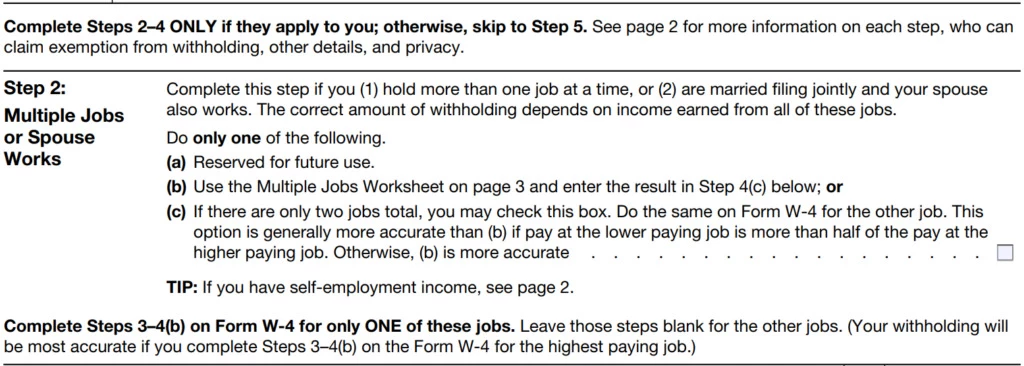 Form W4 Step 2