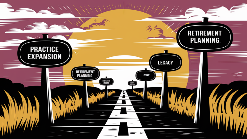 Woodcut illustration of a path leading towards financial success.