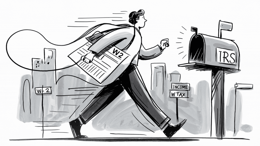 A person mailing a tax return.