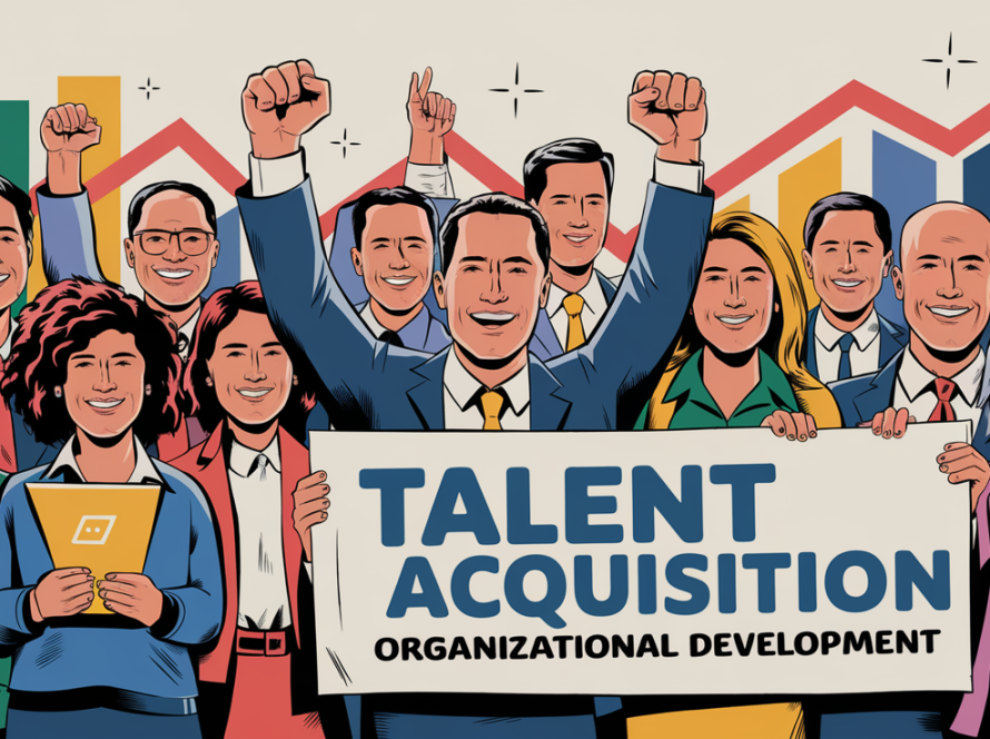 An advertising illustration of employees celebrating a product launch.