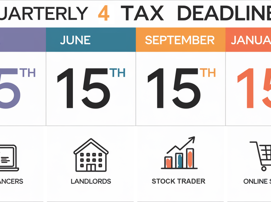 A calendar with key dates for estimated tax payments.