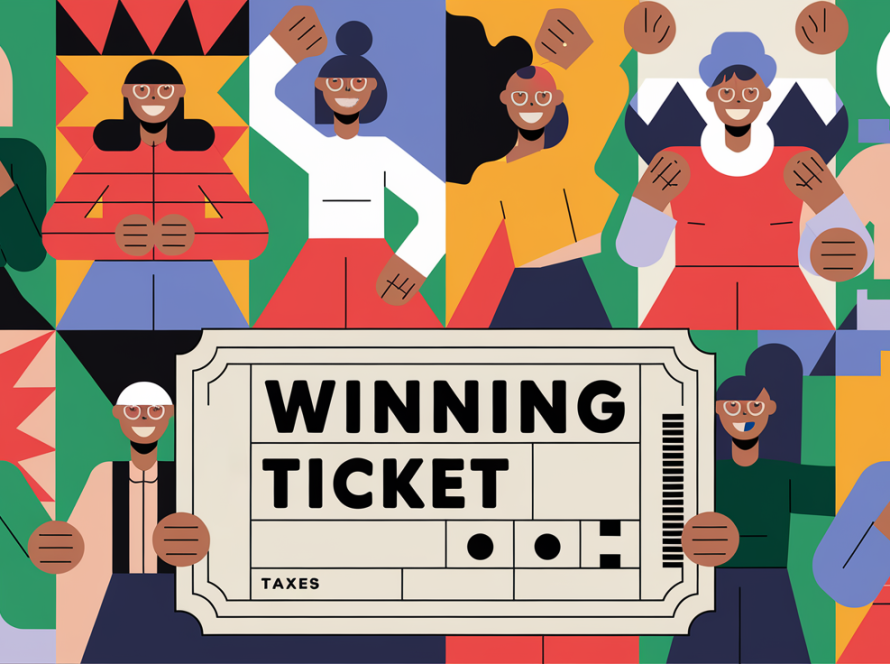 Friends celebrating a lottery win.