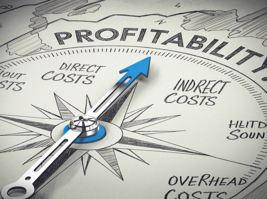 A compass pointing towards profitability, guided by job costing.
