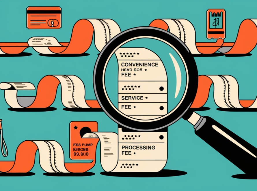 A magnifying glass inspecting a receipt with hidden fees.